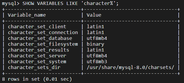 查看mysql编码